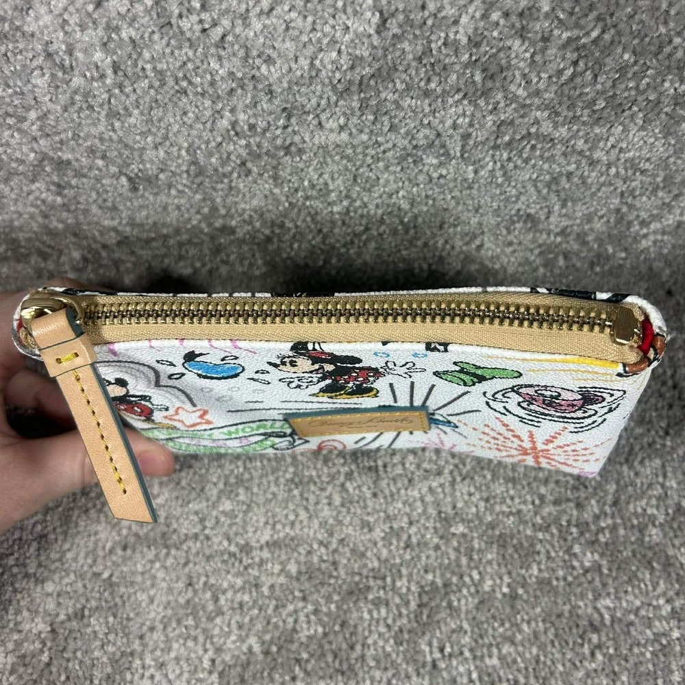 Dooney & Bourke Disney Parks Sketch Cosmetic Bag White Multi Mickey Minnie - Picture 4 of 7